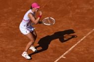 Iga Swiatek celebrates a point during her fourth-round match against Angelique Kerber at the 2024 Italian Open